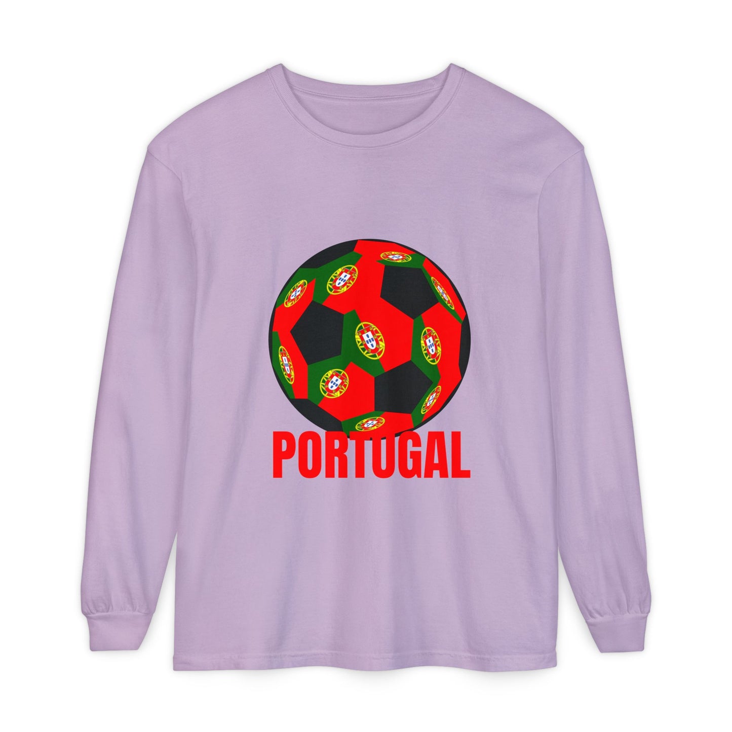 Portugal Fan Specialty Soccer Ball Design Long Sleeve Tee