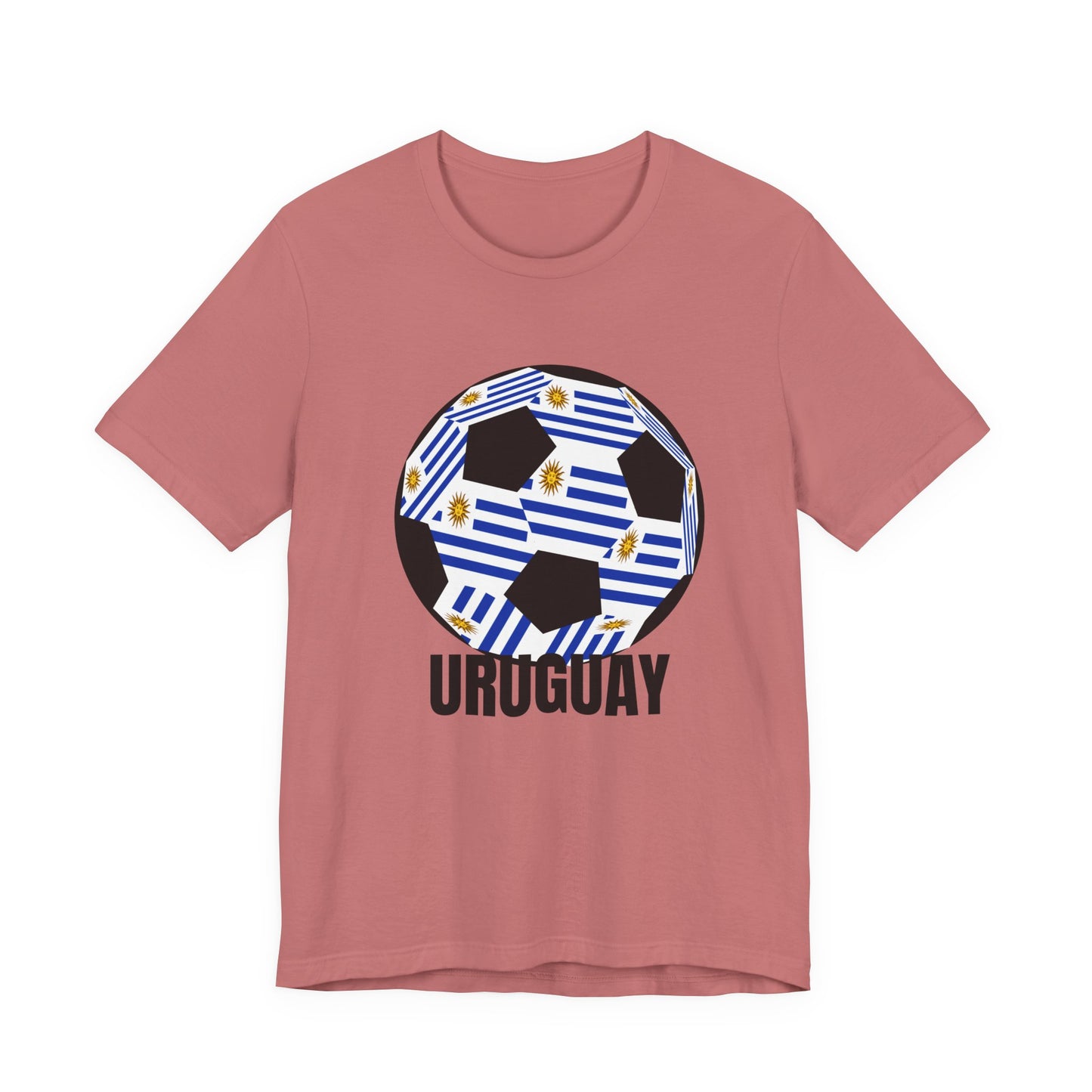 Uruguay Fan Specialty Soccer Ball Design T Shirt Black Text