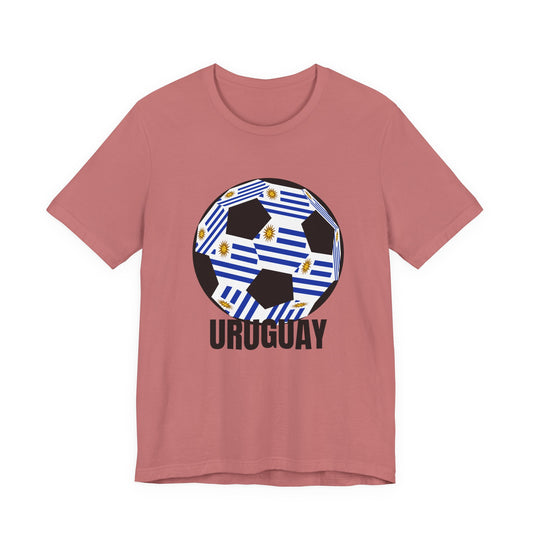 Uruguay Fan Specialty Soccer Ball Design T Shirt Black Text