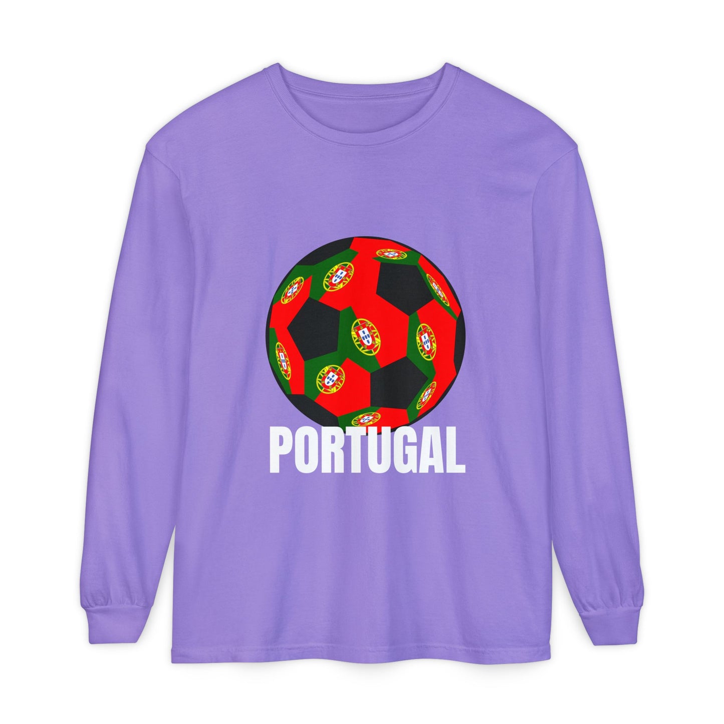 Portugal Fan Specialty Soccer Ball Design Long Sleeve Tee