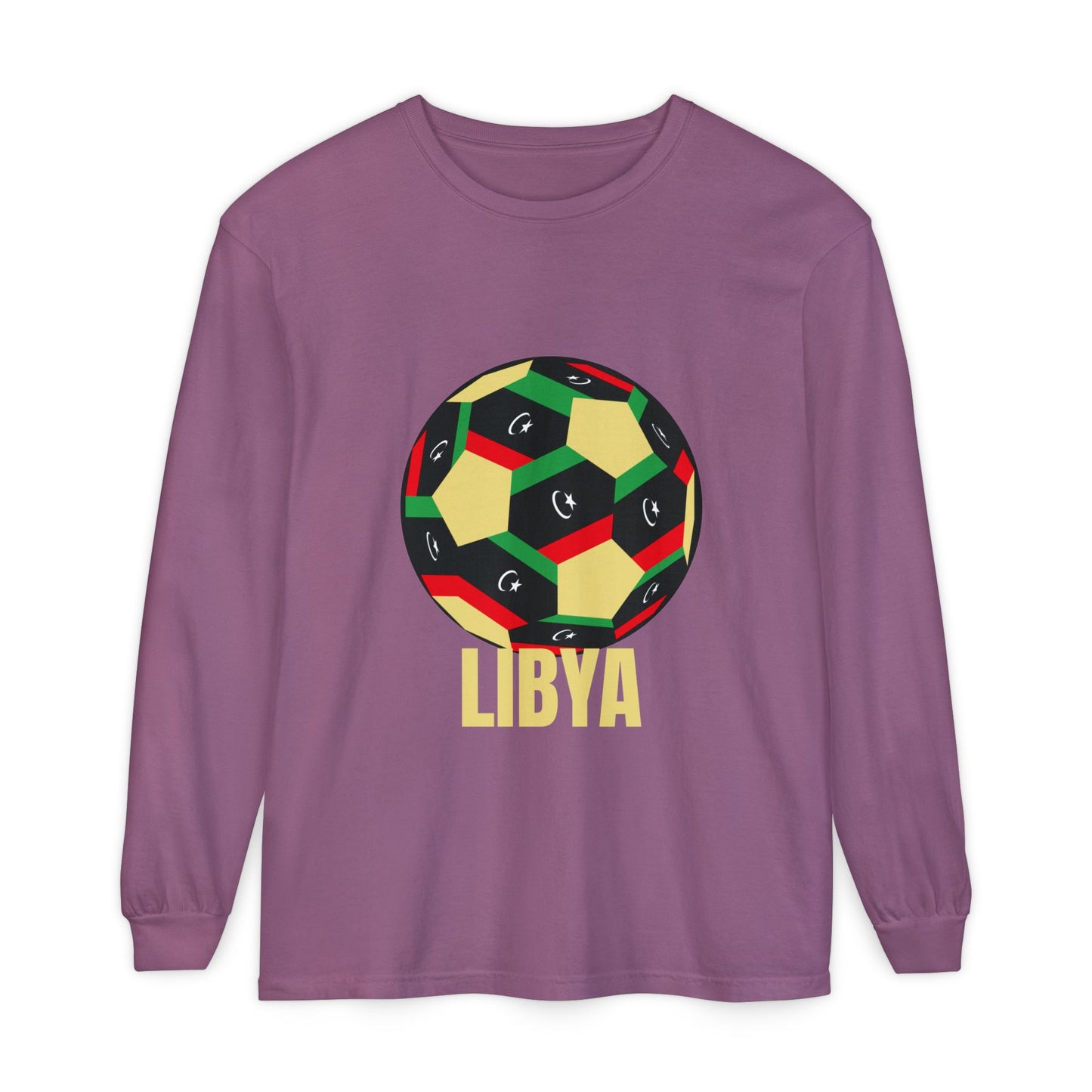 Libya Fan Specialty Soccer Ball Design Long Sleeve Tee