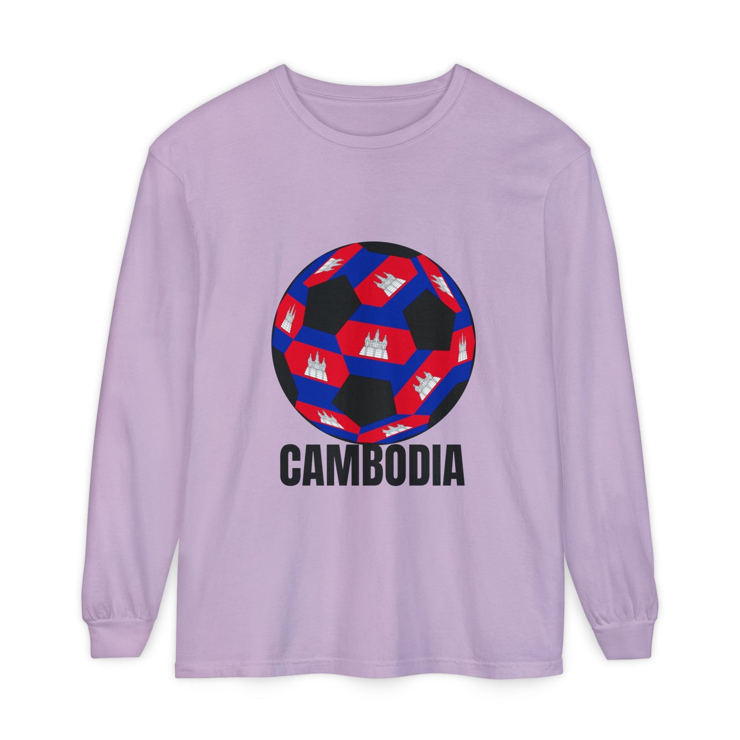 Cambodia Fan Specialty Soccer Ball Design Long Sleeve Tee