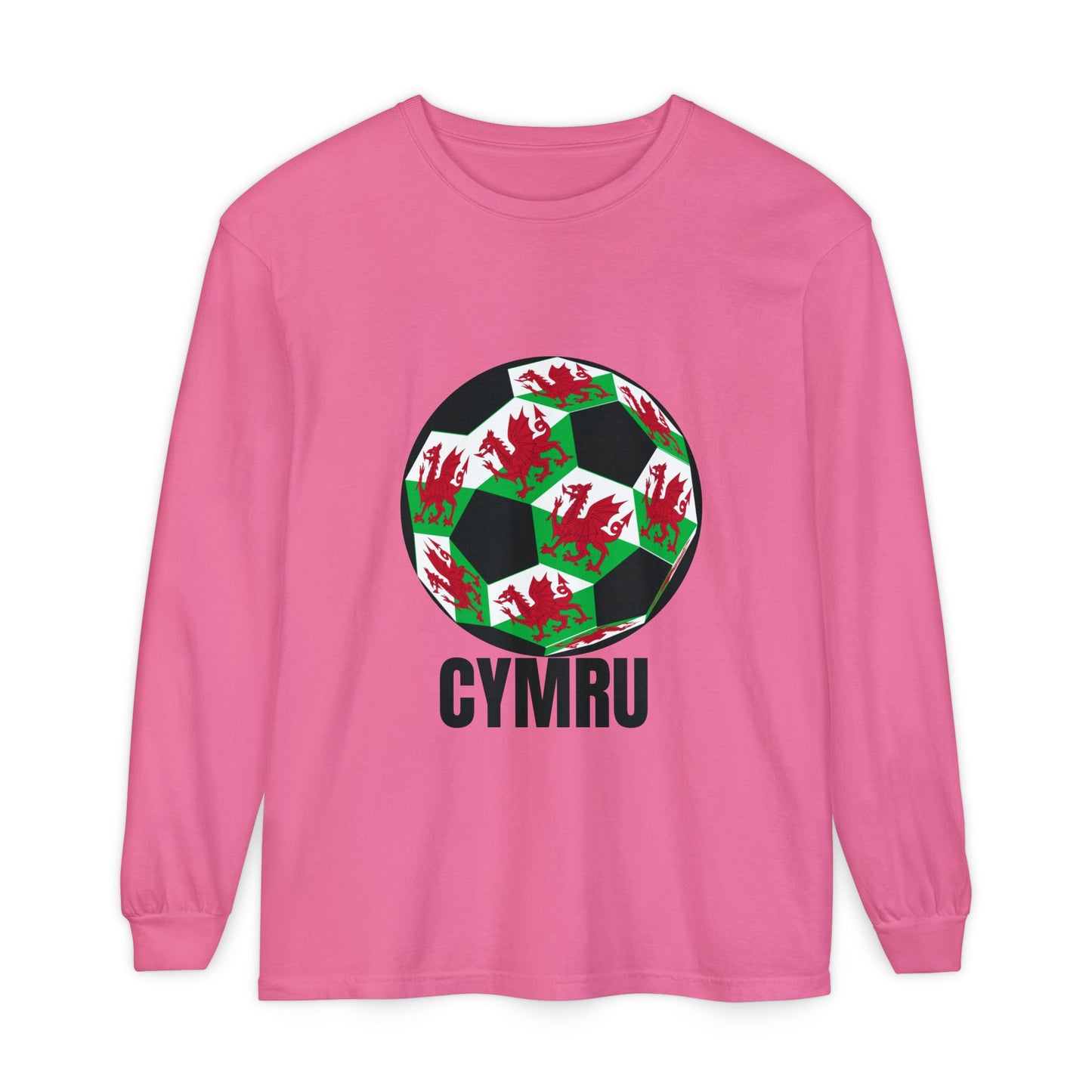 Cymru Fan Specialty Soccer Ball Design Long Sleeve Tee