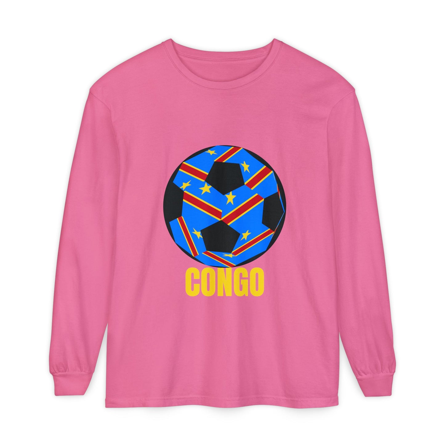 Congo Fan Specialty Soccer Ball Design T Shirt Yellow Text