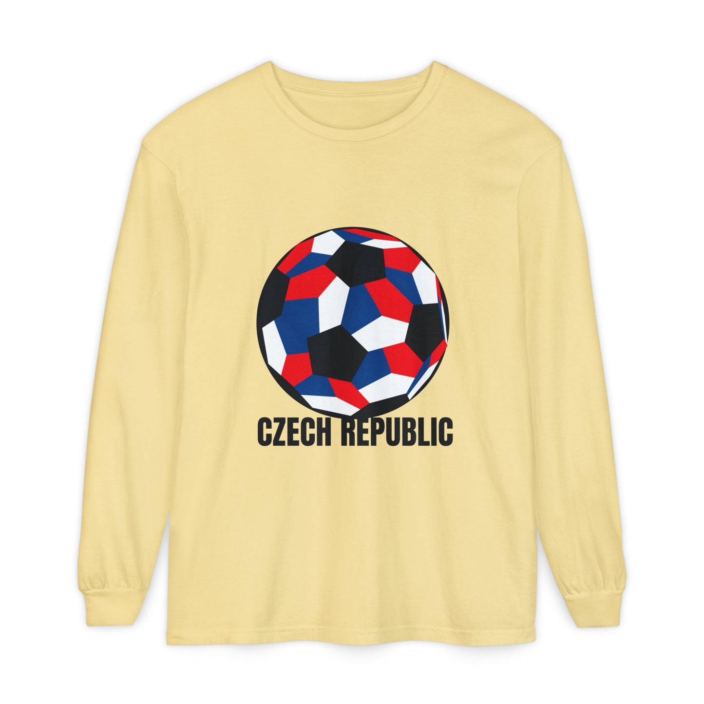 Czech Republic Fan Specialty Soccer Ball Design Long Sleeve Tee