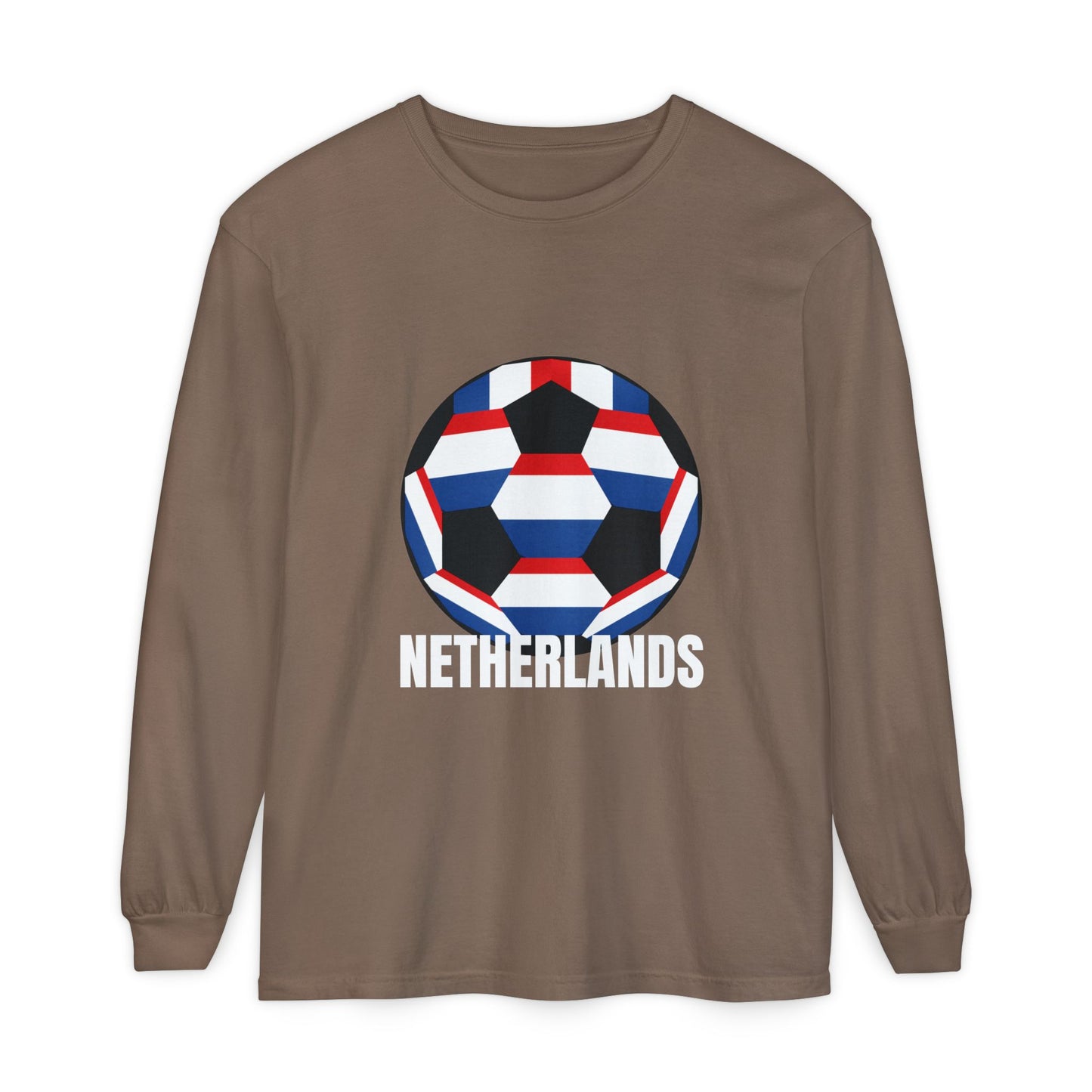 Netherlands Fan Specialty Soccer Ball Design Long Sleeve Tee