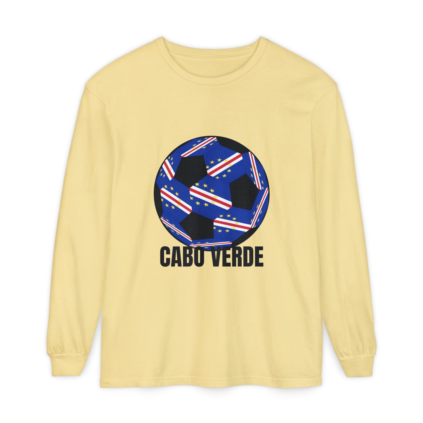 Cabo Verde Fan Specialty Soccer Ball Design Long Sleeve T-Shirt