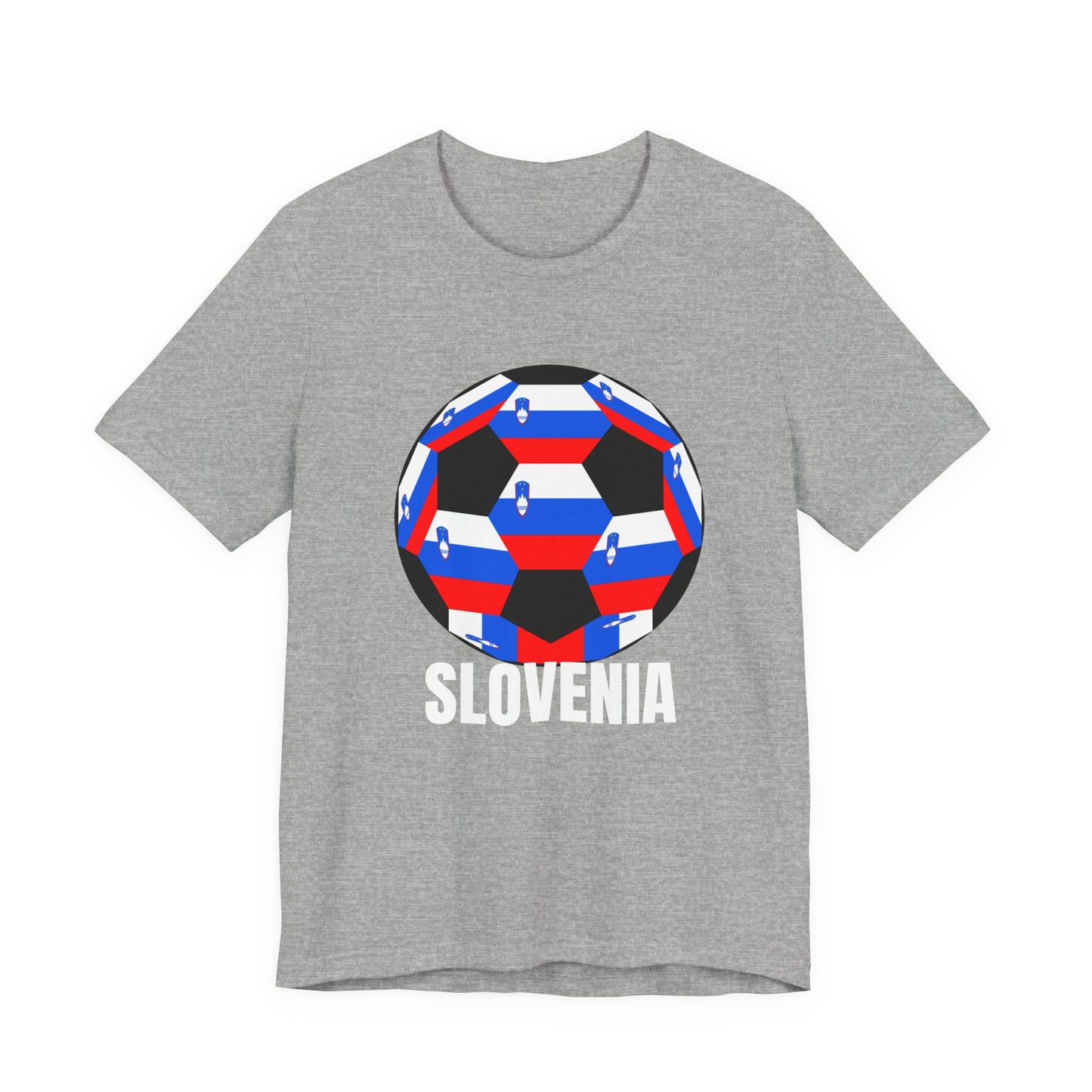 Slovenia Fan Specialty Soccer Ball Design T Shirt White Text