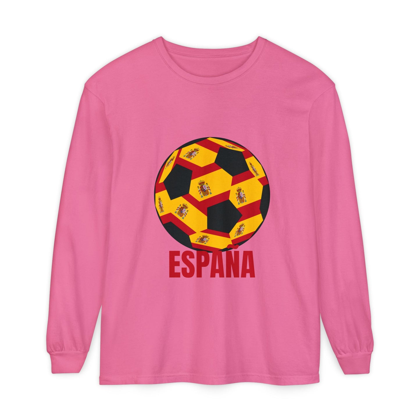 España Soccer Ball Design Long Sleeve Shirt Red Text