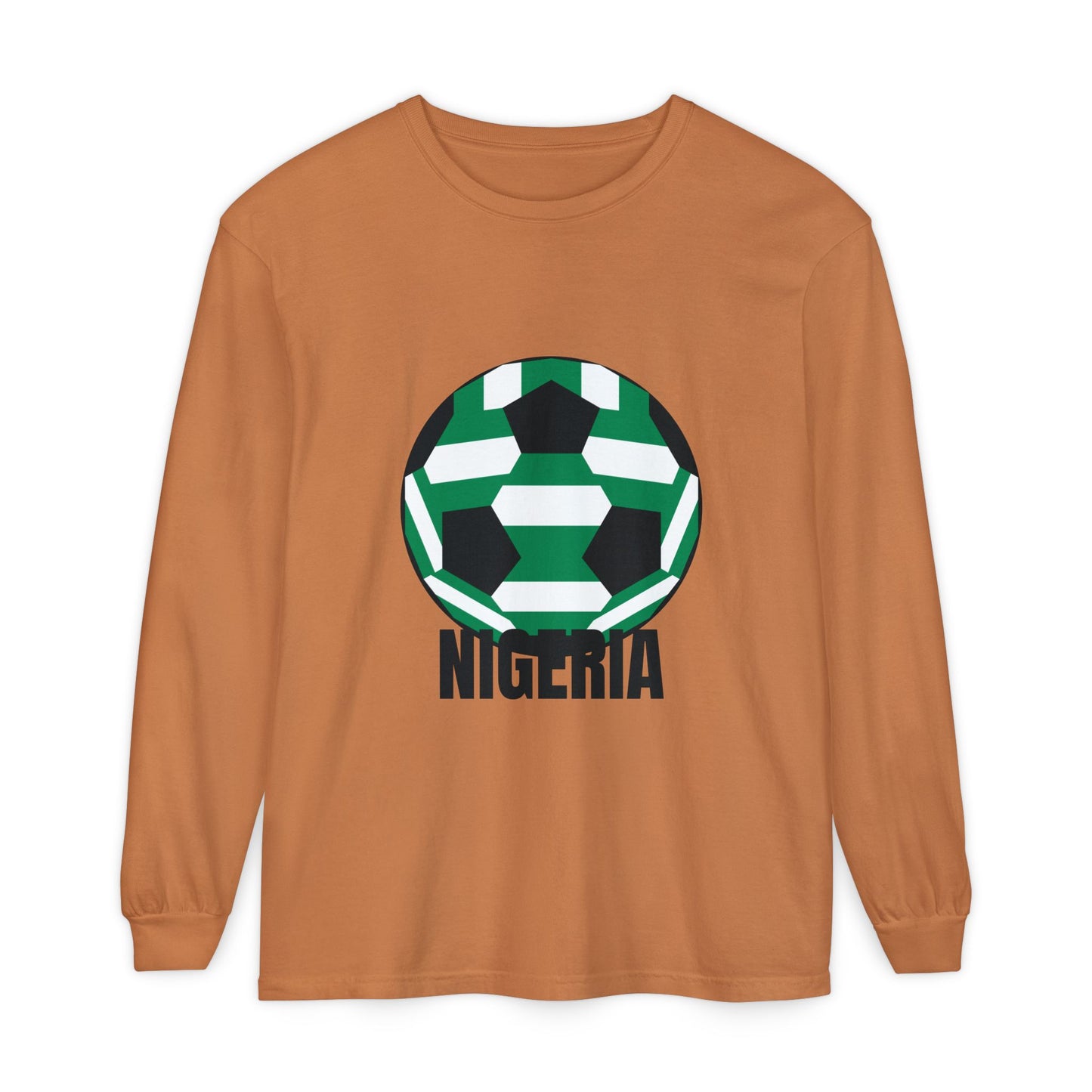 Nigeria Fan Specialty Soccer Ball Design Long Sleeve Shirt
