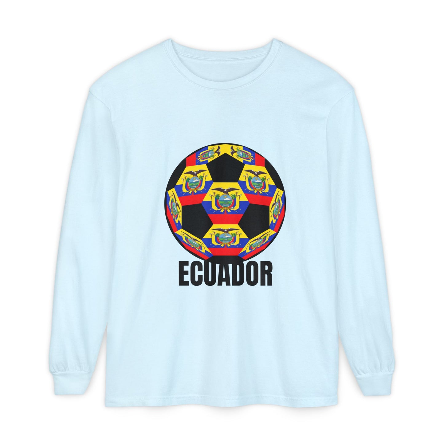 Ecuador Fan Specialty Soccer Ball Design Ball Long Sleeve Tee