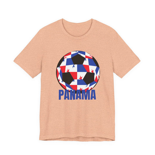 Panama Fan Specialty Soccer Ball Design T Shirt Black Text