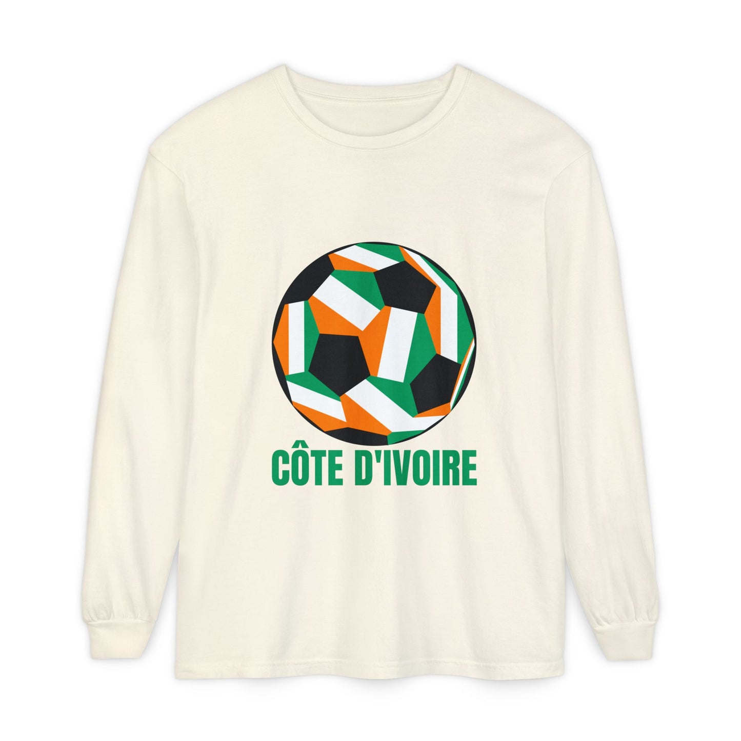 Cote D Ivoire Fan Specialty Soccer Ball Design  Long Sleeve Tee