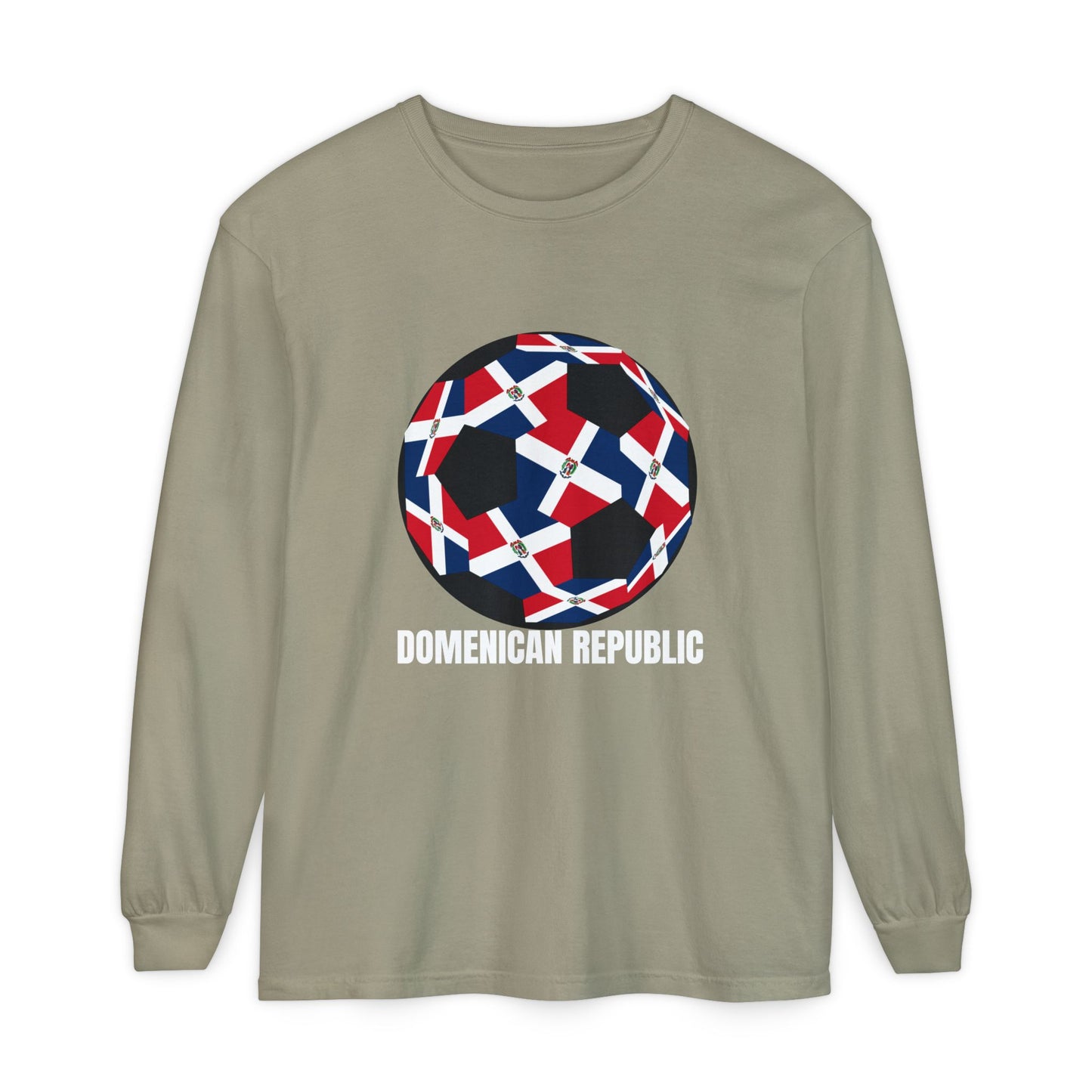 Domenican Republic Fan Specialty Soccer Ball Design Long Sleeve Tee