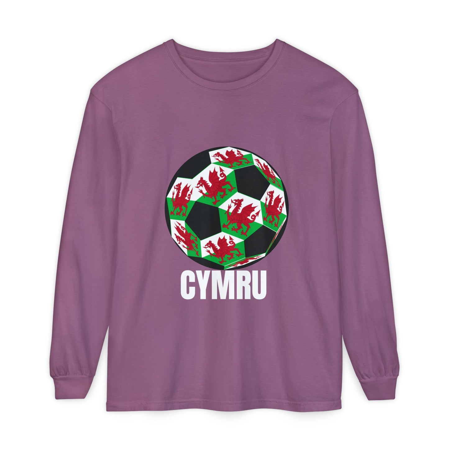 Cymru Fan Specialty Soccer Ball Design Long Sleeve T-Shirt