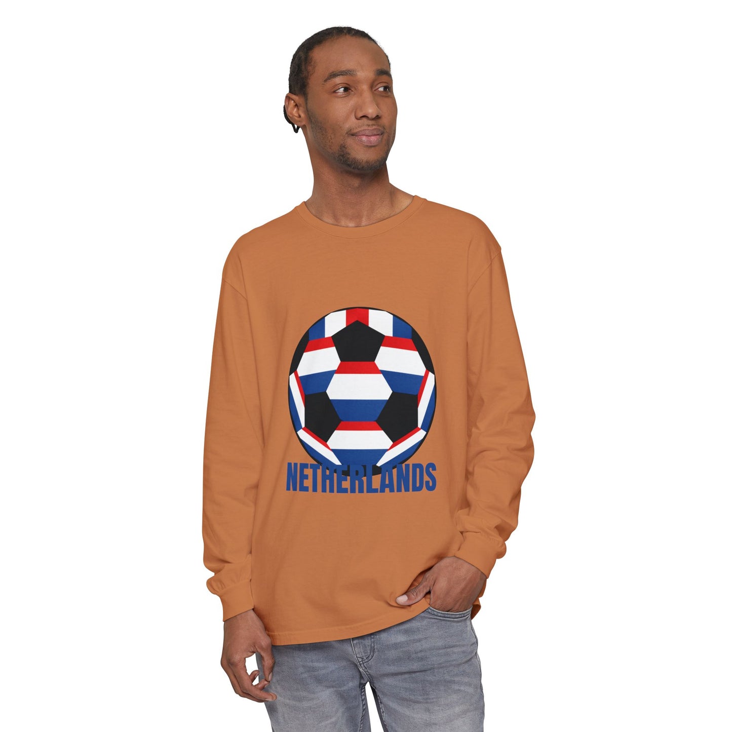 Netherlands Fan Specialty Soccer Ball Long Sleeve Tee