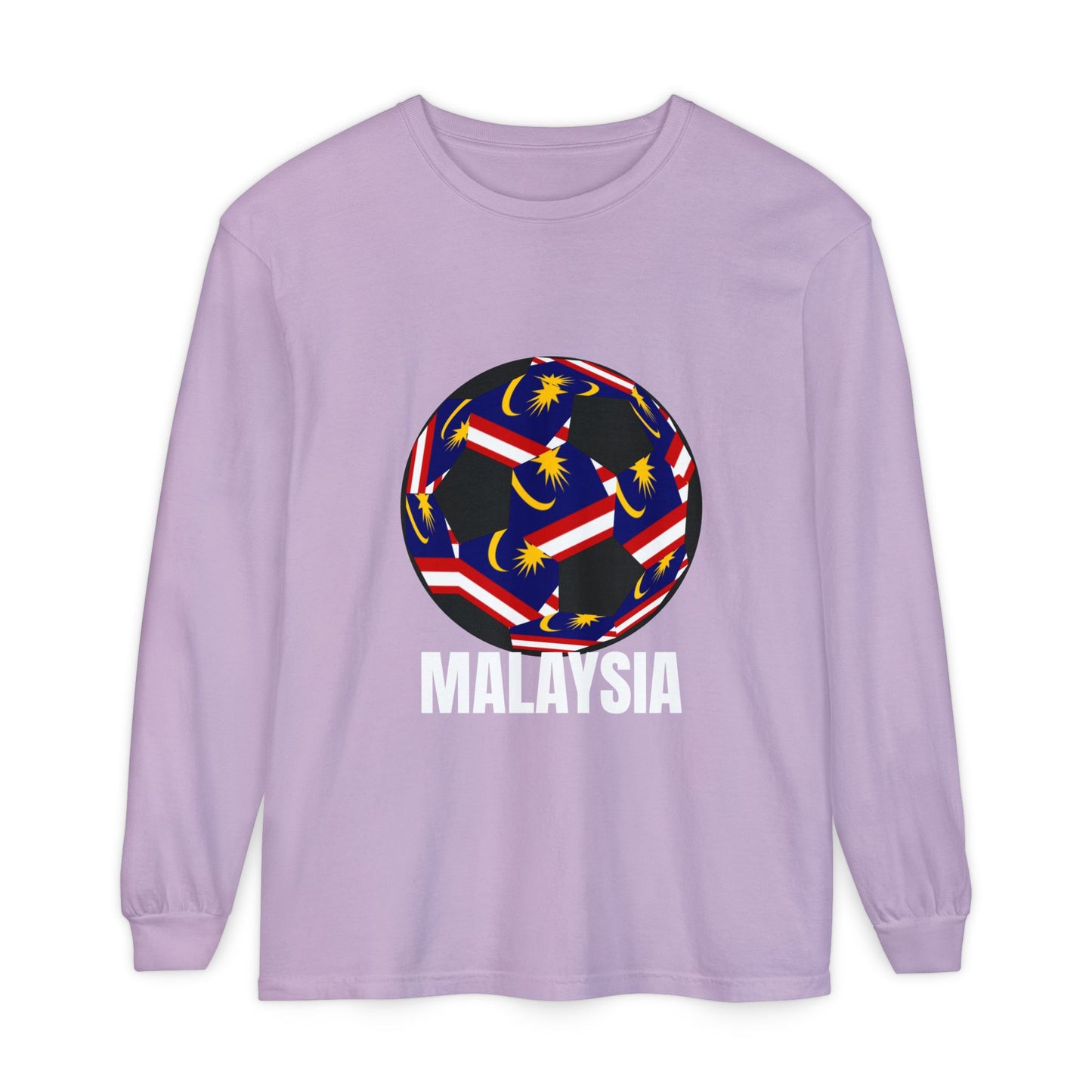 Malaysia Fan Specialty Soccer Ball Design Long Sleeve Tee