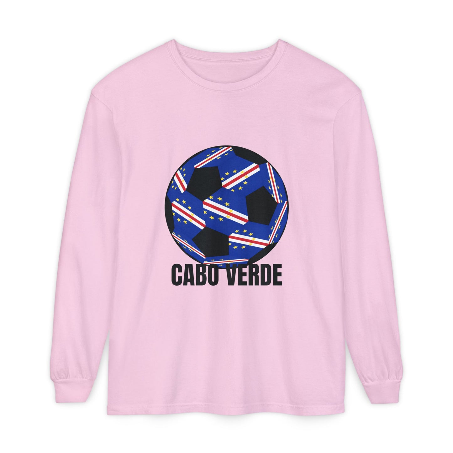 Cabo Verde Fan Specialty Soccer Ball Design Long Sleeve T-Shirt