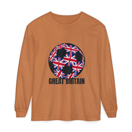 Great Britain Fan Specialty Soccer Ball Design Long Sleeve T-Shirt