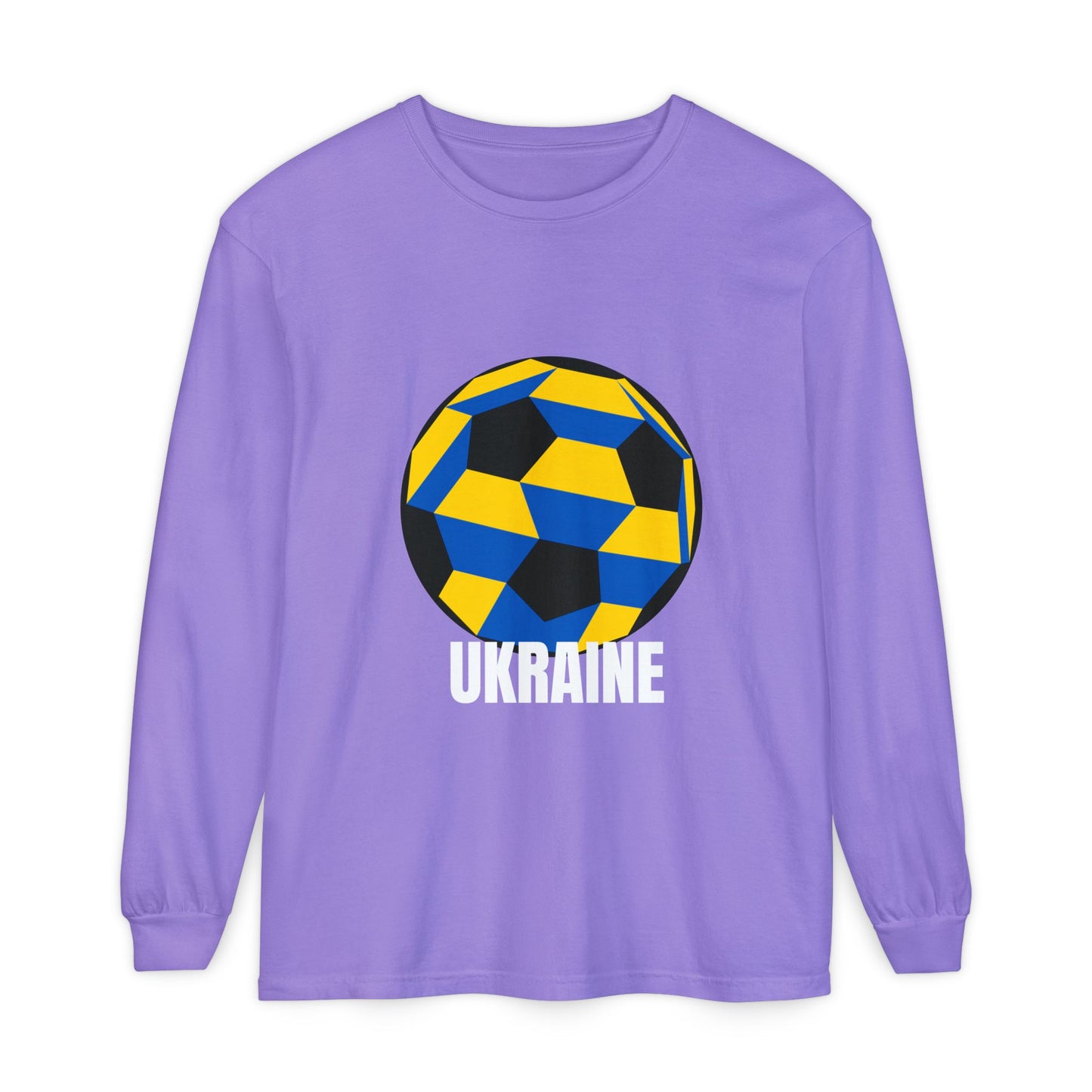 Ukraine Fan Specialty Soccer Ball Design  Long Sleeve Tee