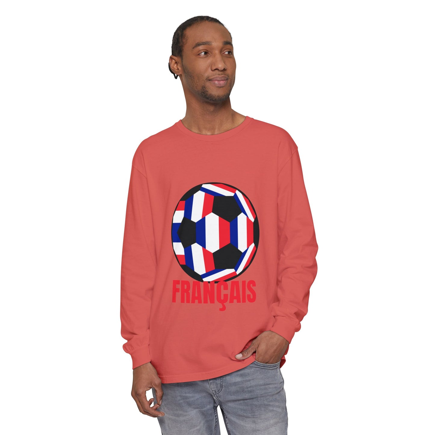 Francais Fan Specialty Soccer Ball Design Long Sleeve Tee