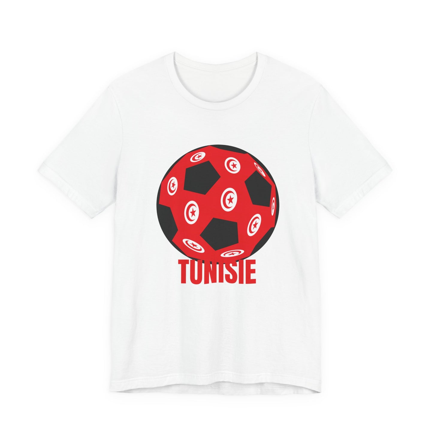 Tunisie Fan Specialty Soccer Ball Design T Shirt Tee Red Text