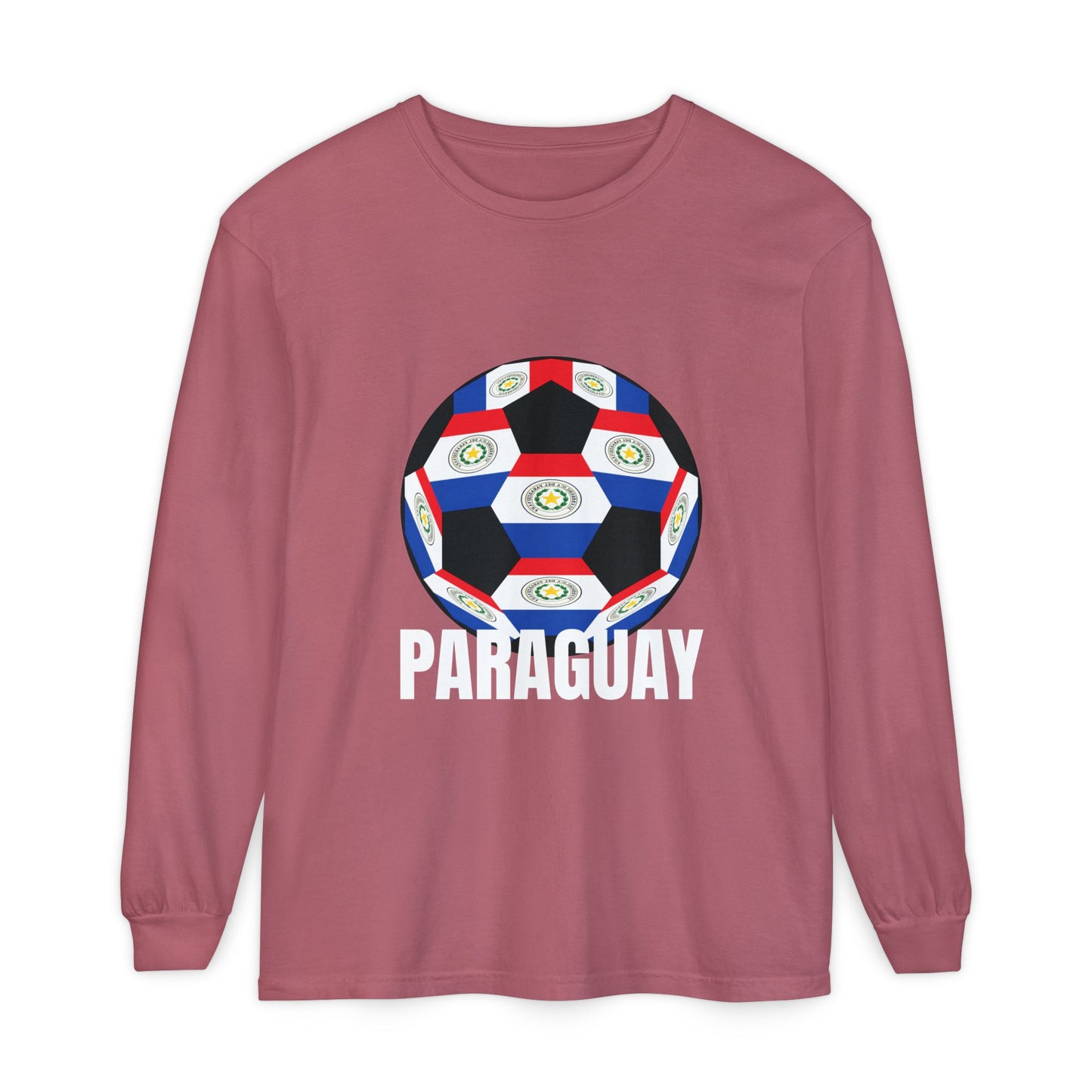 Paraguay Fan Specialty Soccer Ball Design Long Sleeve Tee