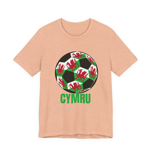 Cymru Fan Specialty Soccer Ball Design T Shirt Green Text