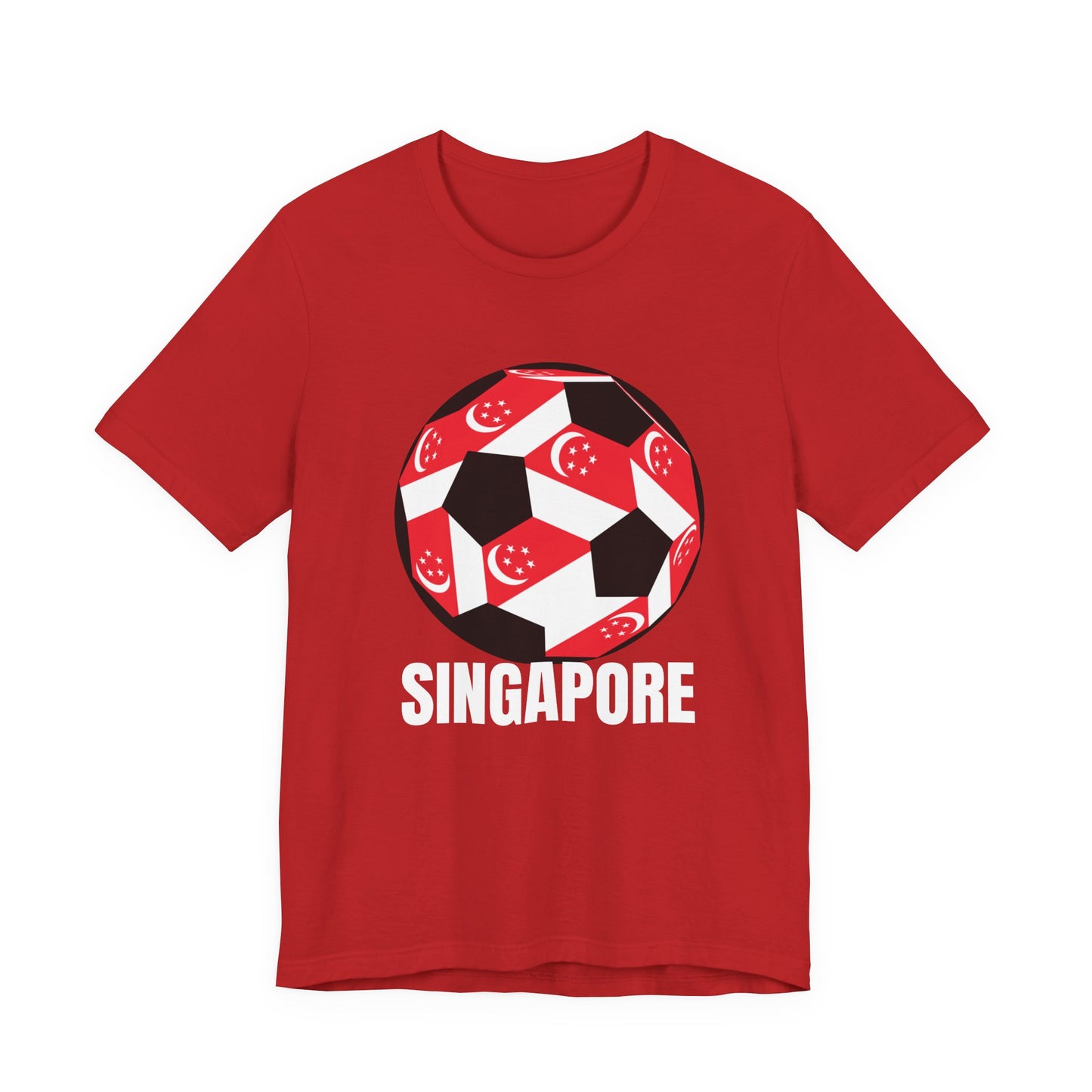 Singapore Fan Specialty Soccer Ball Design T Shirt White Text
