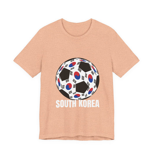 South Korea Fan Specialty Soccer Ball Design T Shirt White Text