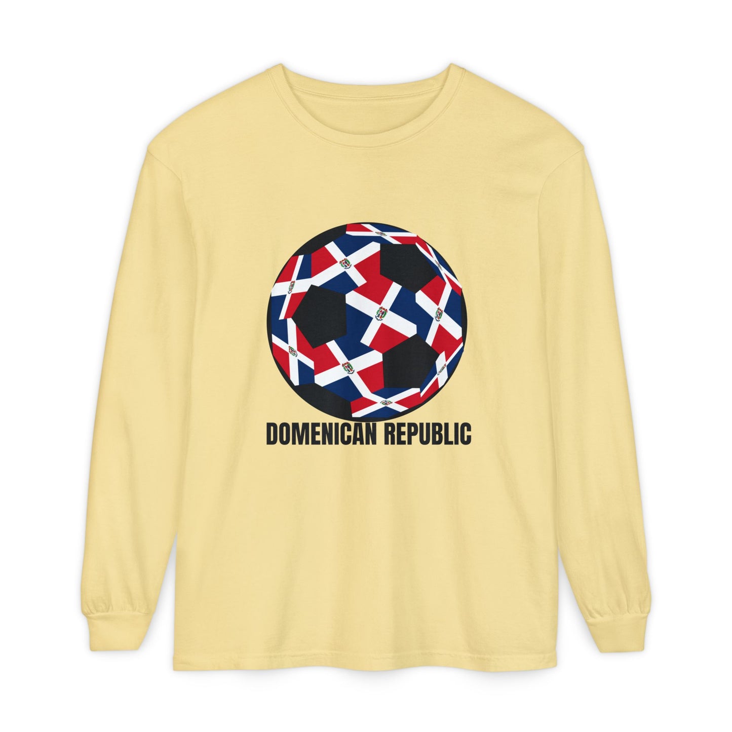 Domenican Republic Fan Specialty Soccer Ball Design Long Sleeve Tee