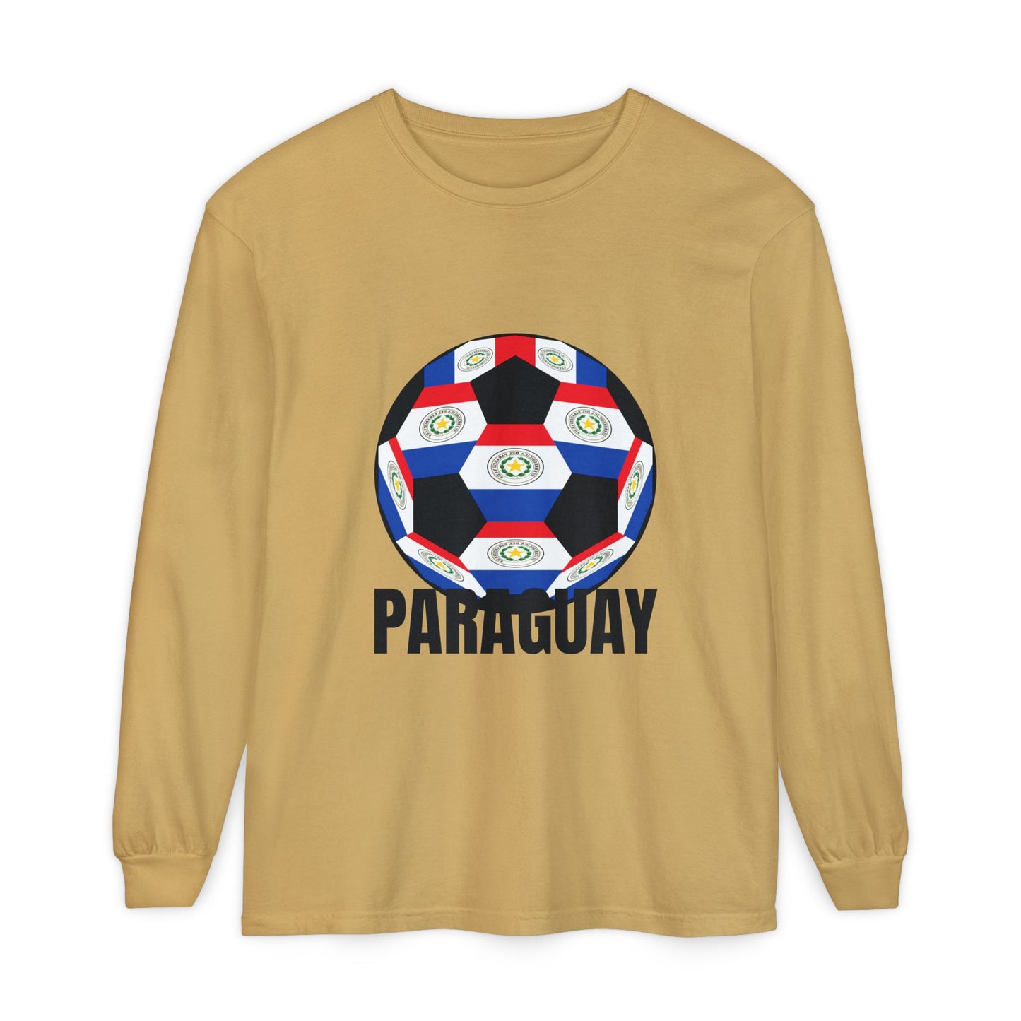 Paraguay Fan Specialty Soccer Ball Design Long Sleeve Tee