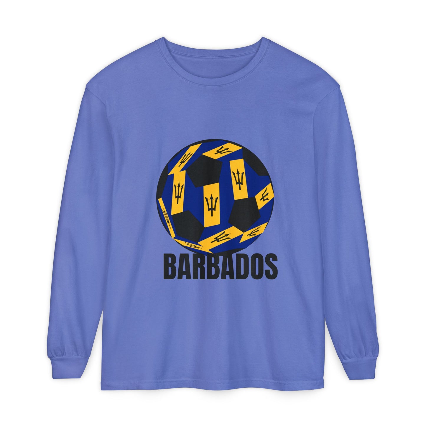Barbados Fan Specialty Soccer Ball Design Long Sleeve Tee