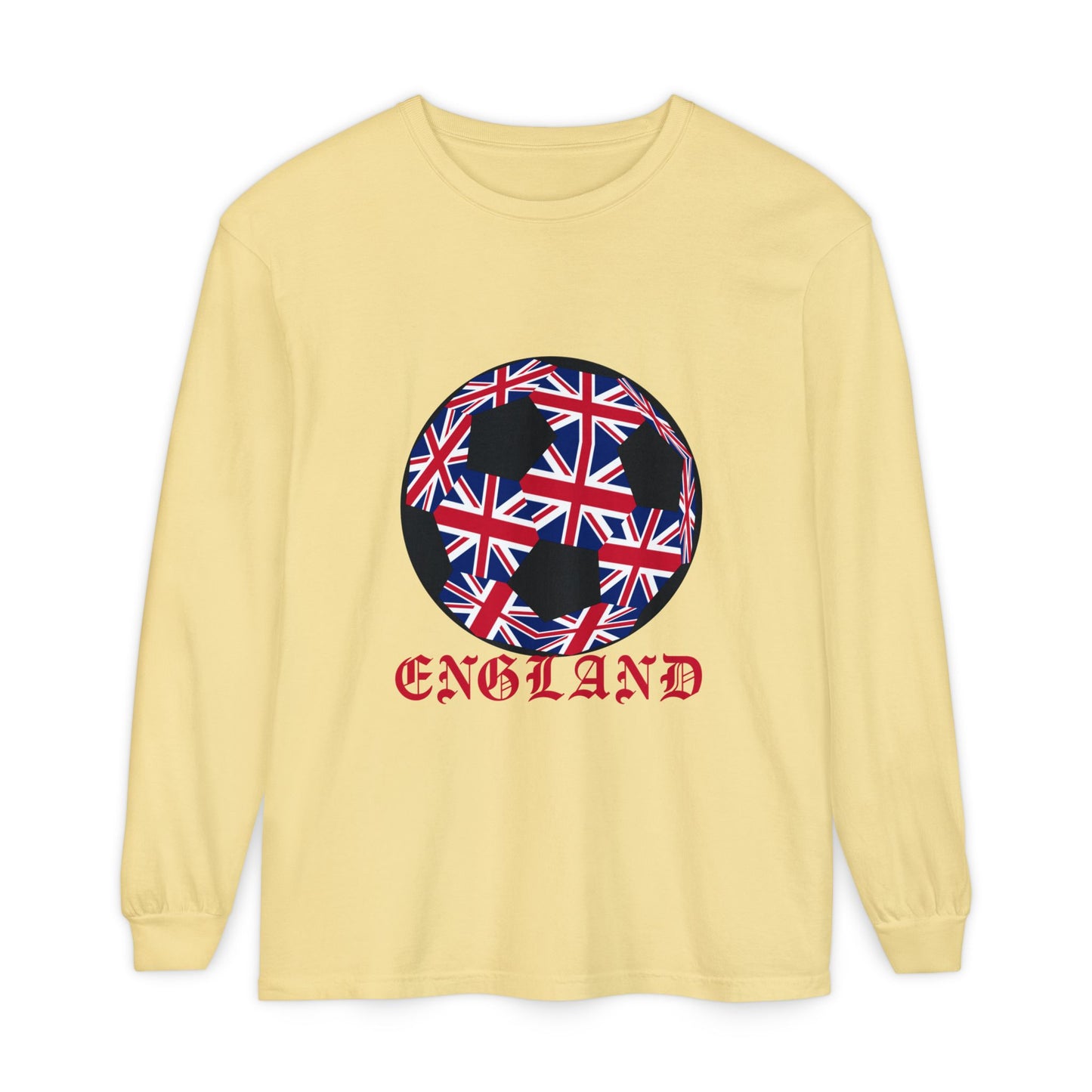 Old English Style Specialty Soccer Ball Design Long Sleeve Tee