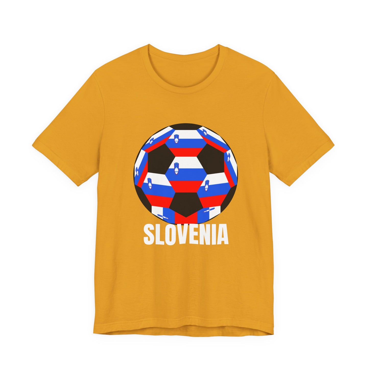 Slovenia Fan Specialty Soccer Ball Design T Shirt White Text
