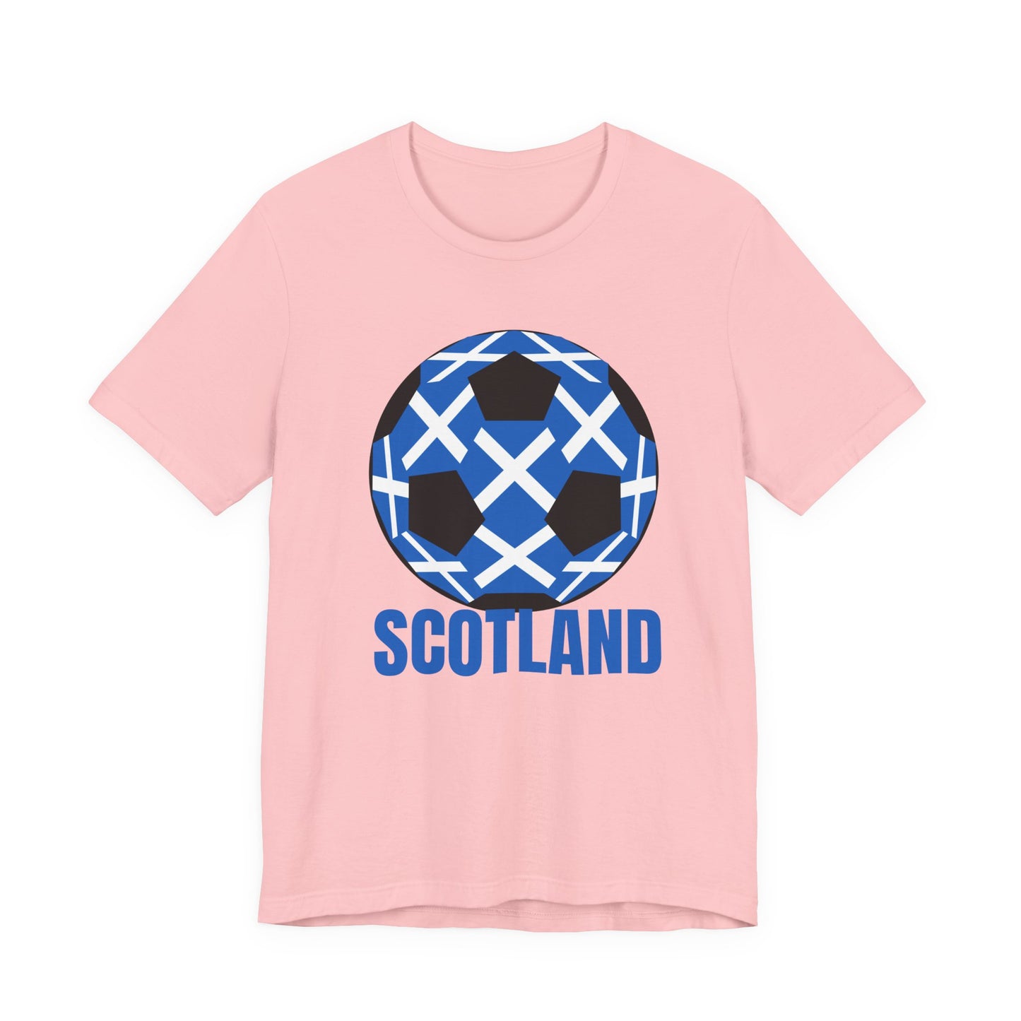 Scotland Fan Specialty Soccer Ball Design T Shirt Blue Text