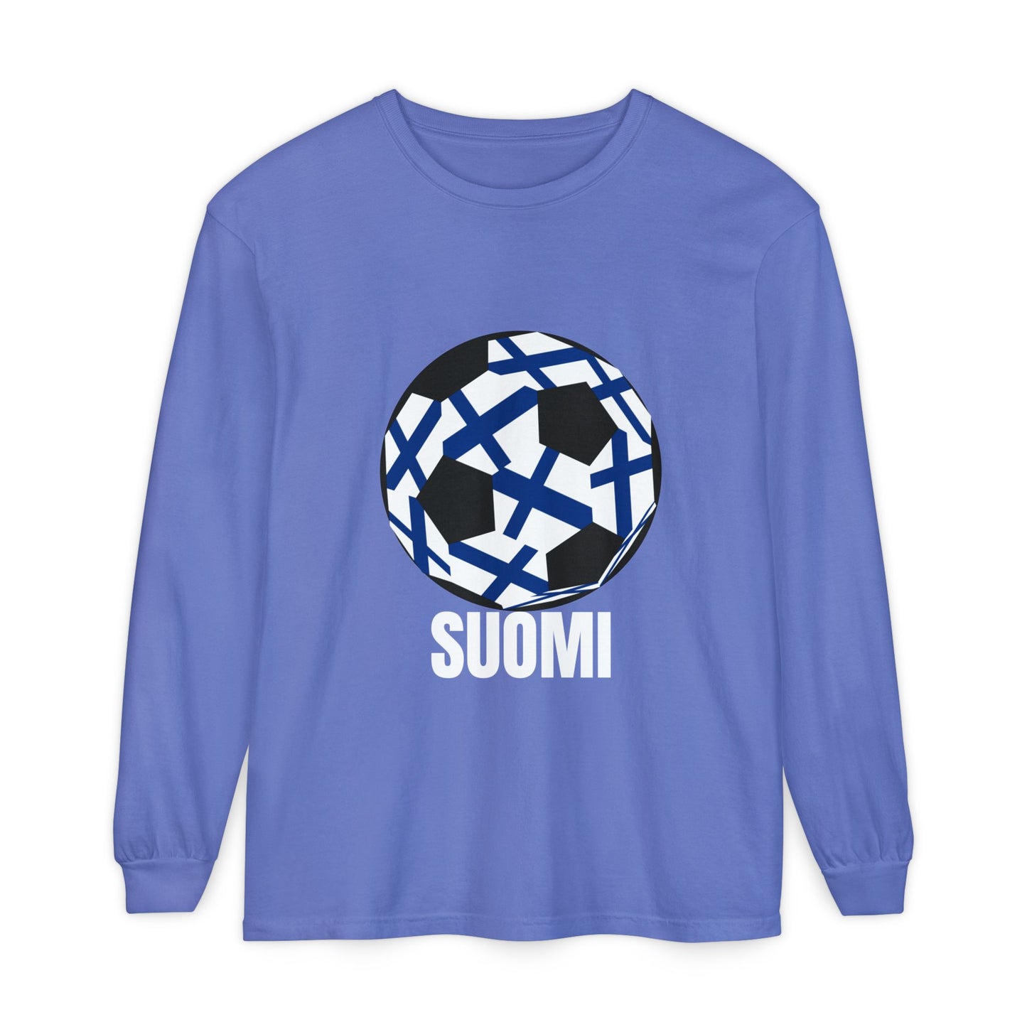 Suomi Fan Specialty Soccer Ball Design Long Sleeve Tee