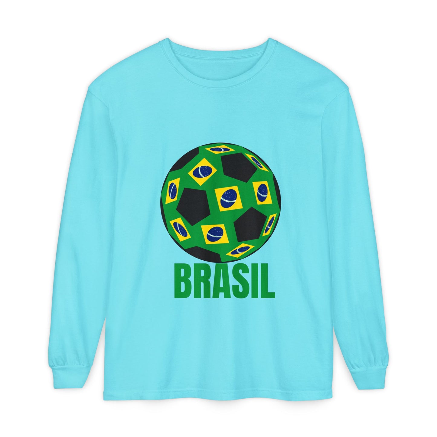 Brasil Fan Specialty Soccer Ball Design Long Sleeve T Shirt