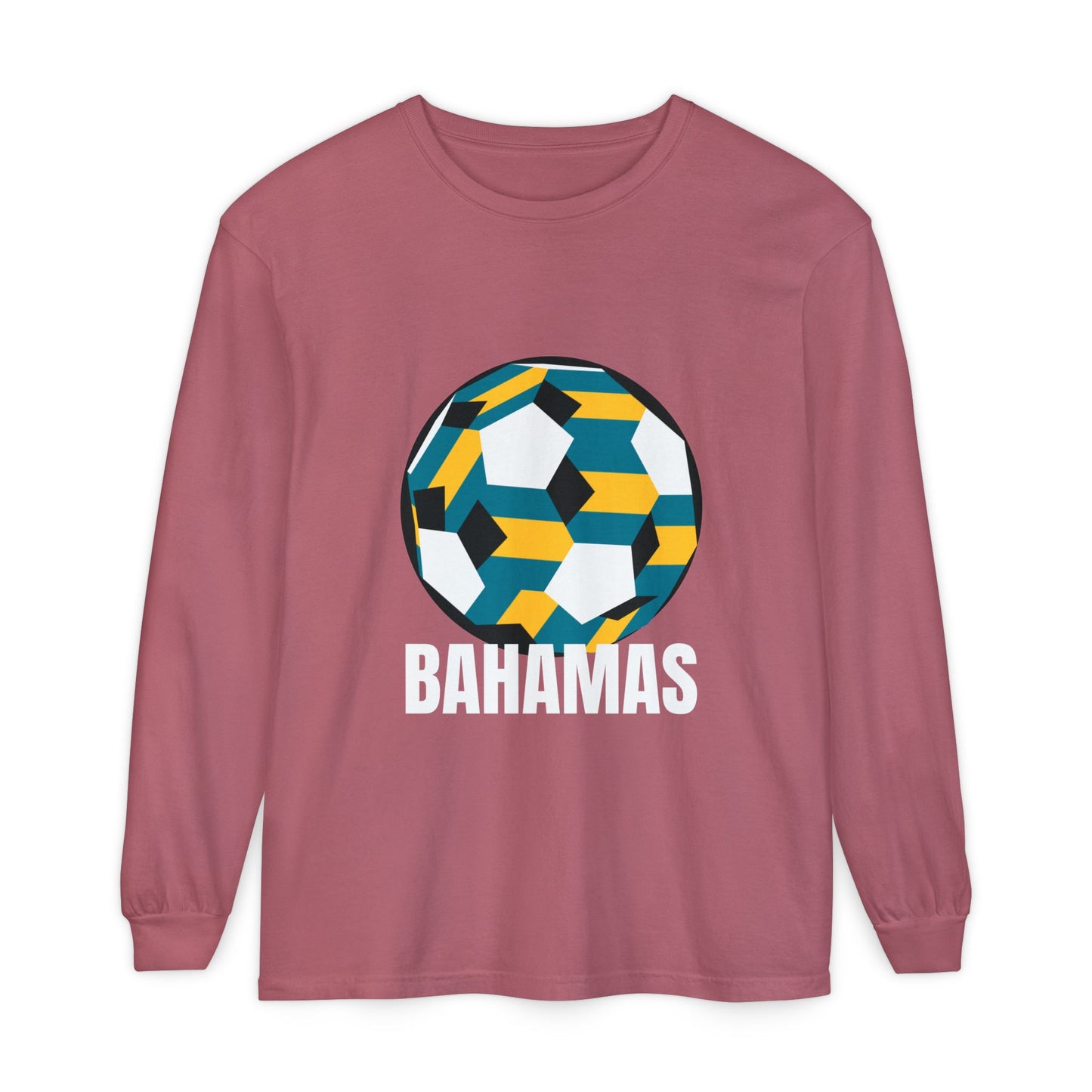 Bahamas Fan Specialty Soccer Ball Design Long Sleeve Tee