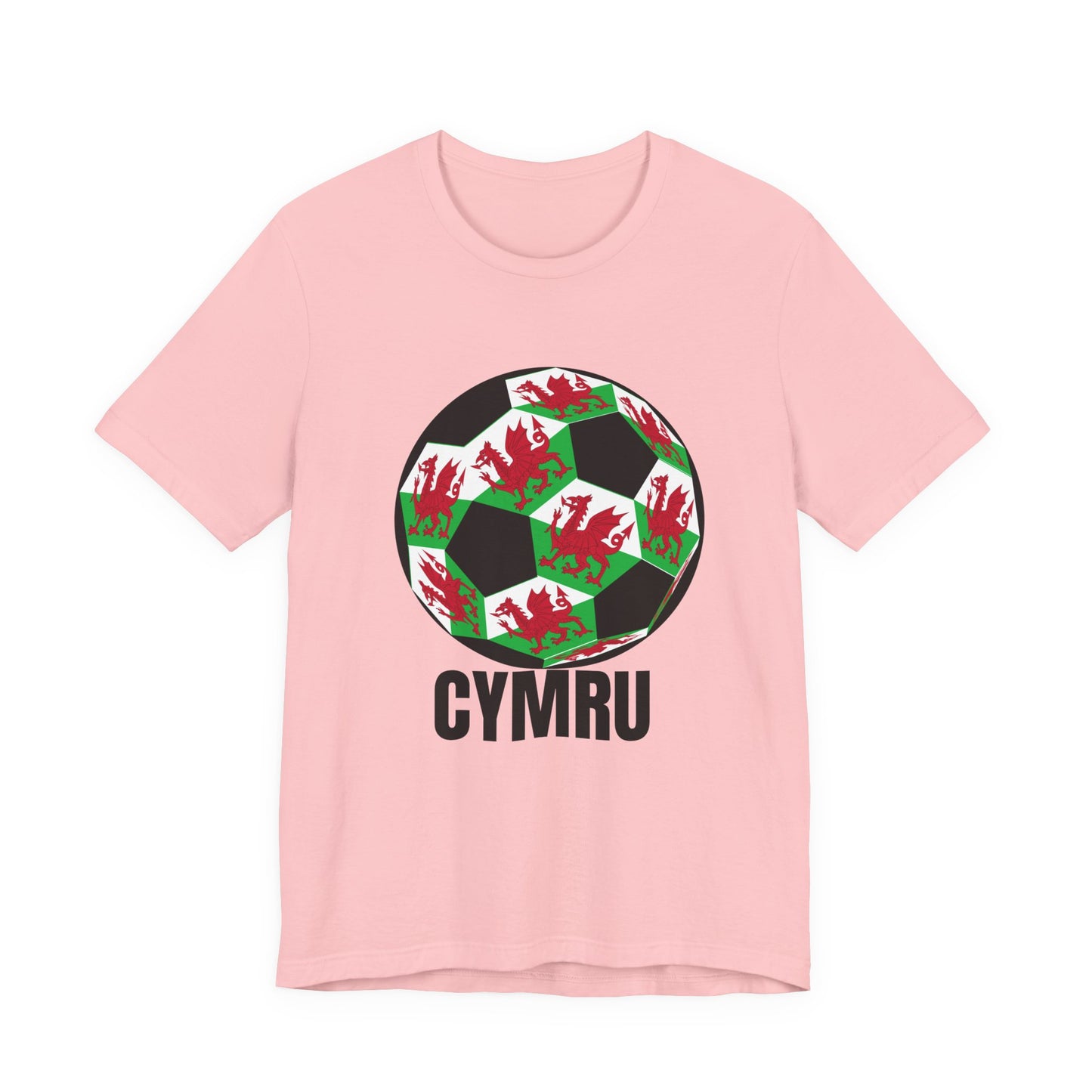 Cymru Fan Specialty Soccer Ball Design T Shirt Black Text