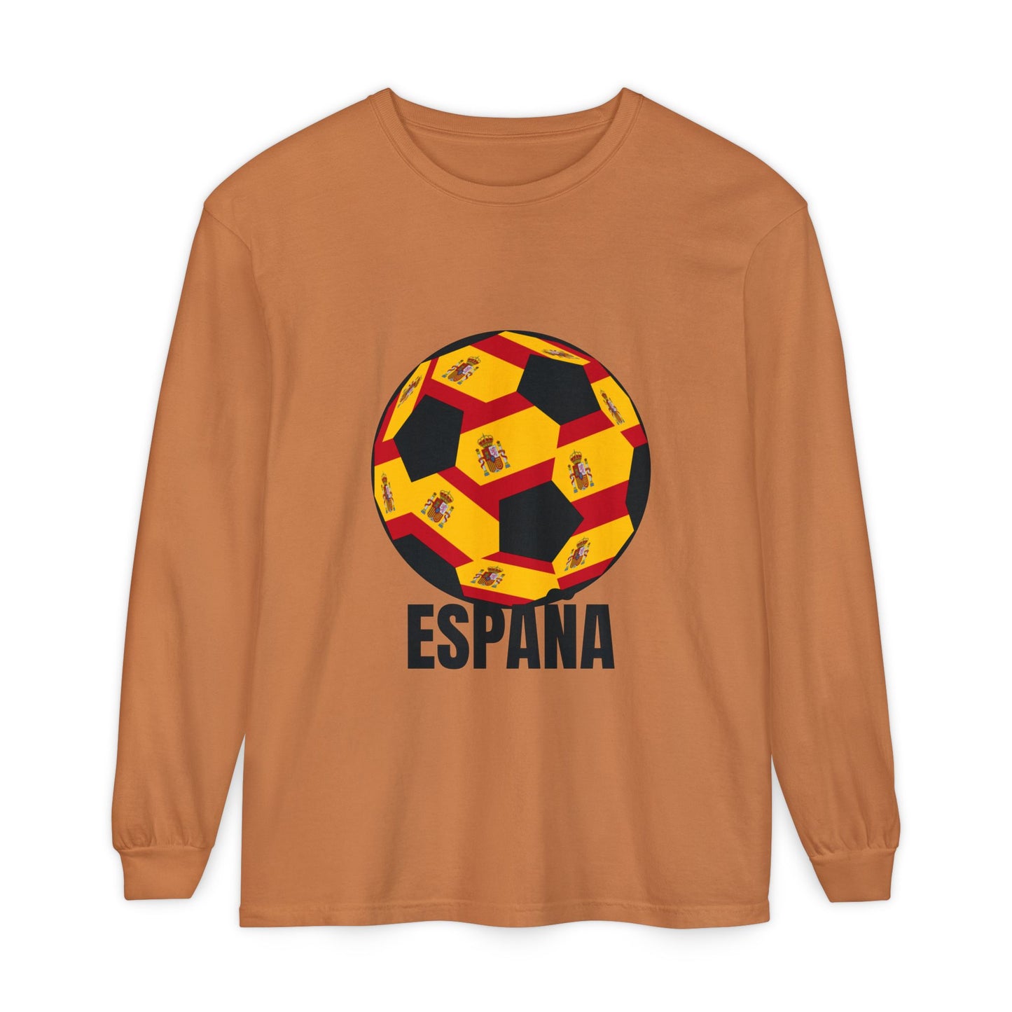 España Soccer Ball Design Long Sleeve Tee Black Text