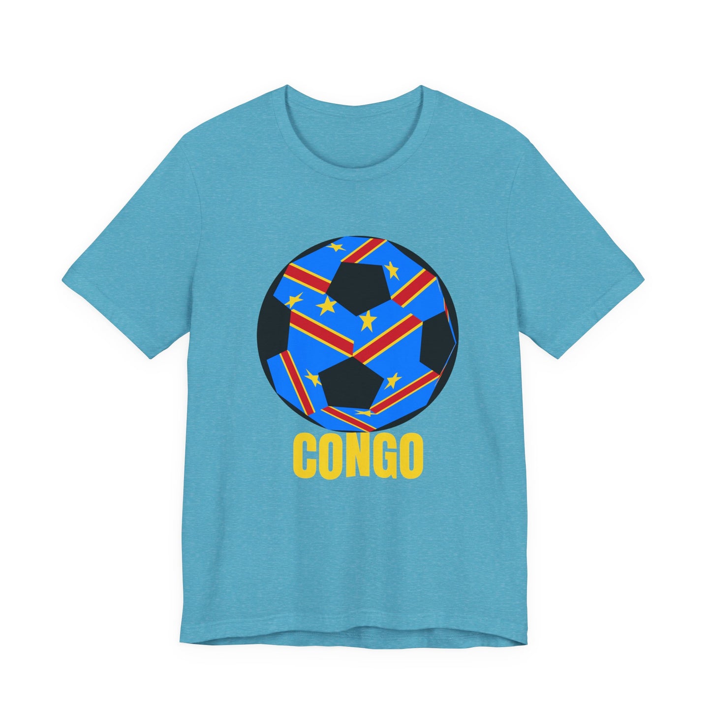 Congo Fan Specialty Soccer Ball Design T Shirt Yellow Text