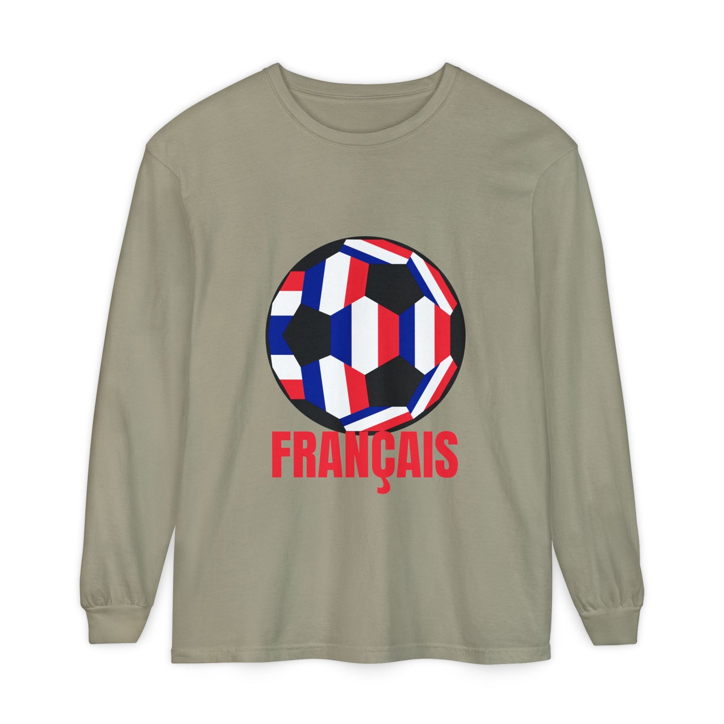Francais Fan Specialty Soccer Ball Design Long Sleeve Tee