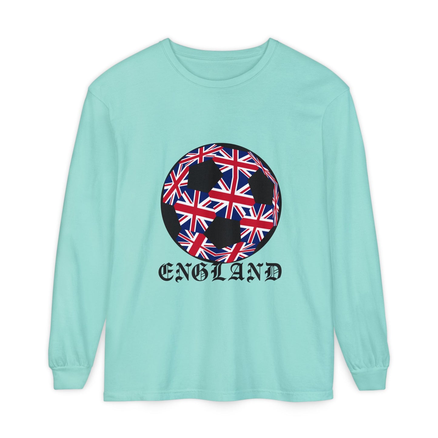 Old English Style Specialty Soccer Ball Design Long Sleeve Tee