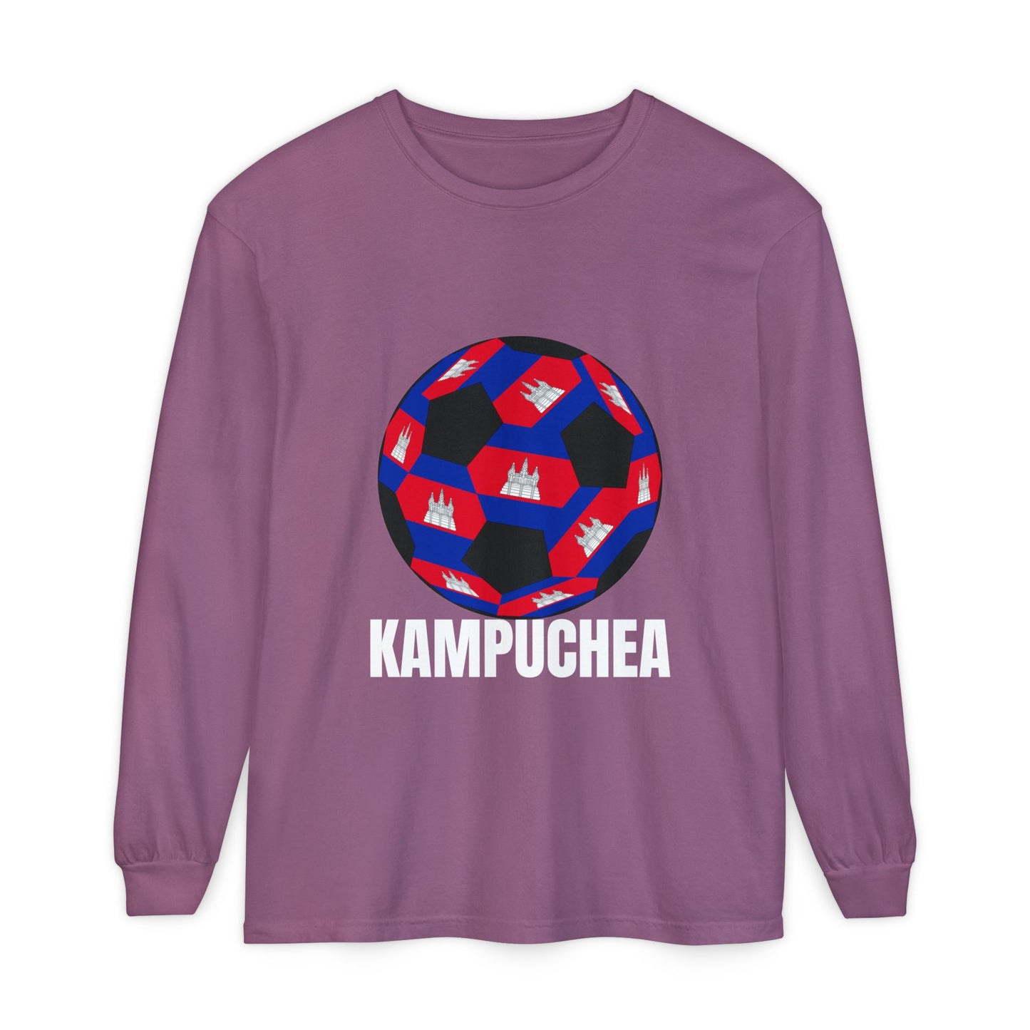 Kampuchea Fan Specialty Soccer Ball Design Long Sleeve Tee