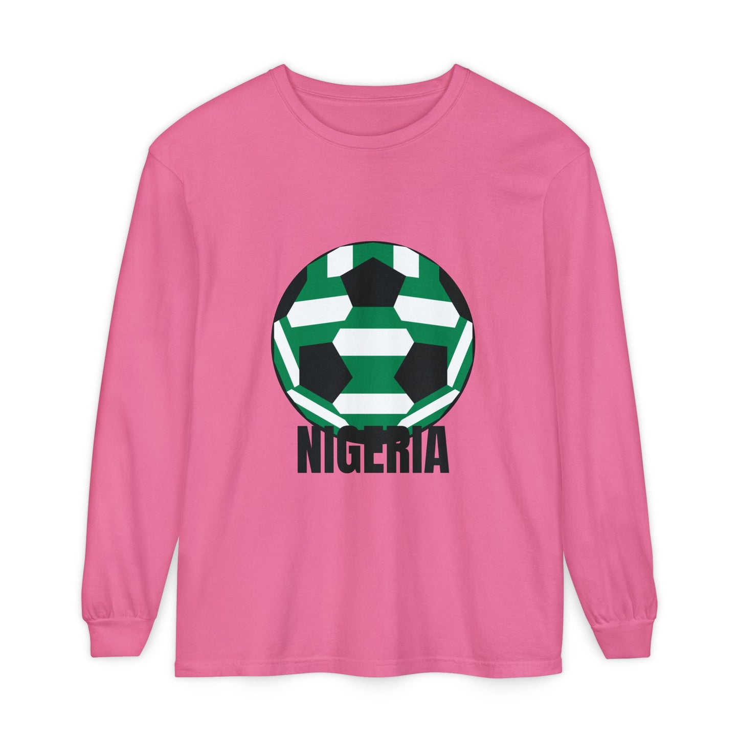 Nigeria Fan Specialty Soccer Ball Design Long Sleeve Shirt