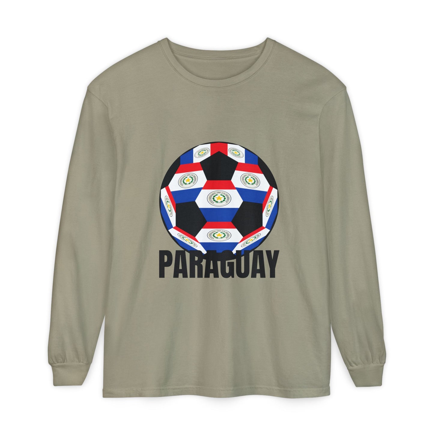 Paraguay Fan Specialty Soccer Ball Design Long Sleeve Tee