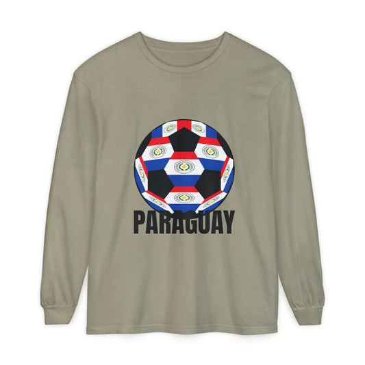 Paraguay Fan Specialty Soccer Ball Design Long Sleeve Tee