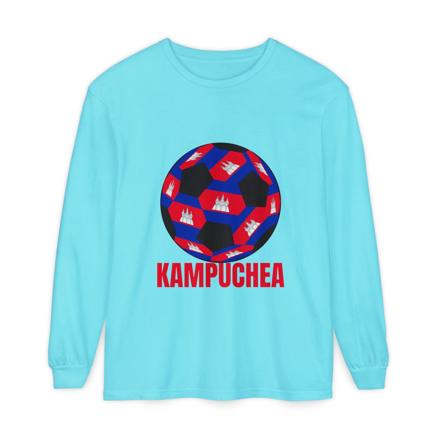 Kampuchea Fan Specialty Soccer Ball Design Long Sleeve Tee