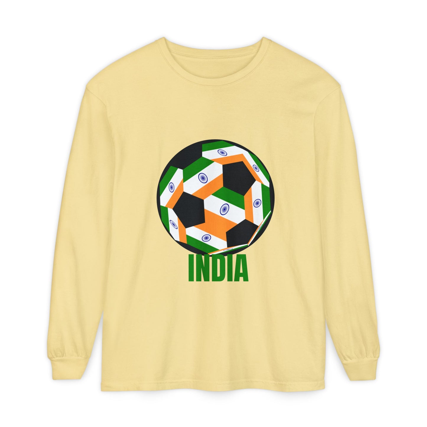 India Fan Specialty Soccer Ball Design Long Sleeve Tee